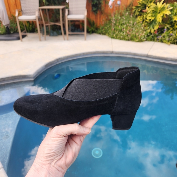 Eric Michael Antonia Black Leather Suede Slip-on Block Heel Size9 Runs Small - Picture 7 of 11